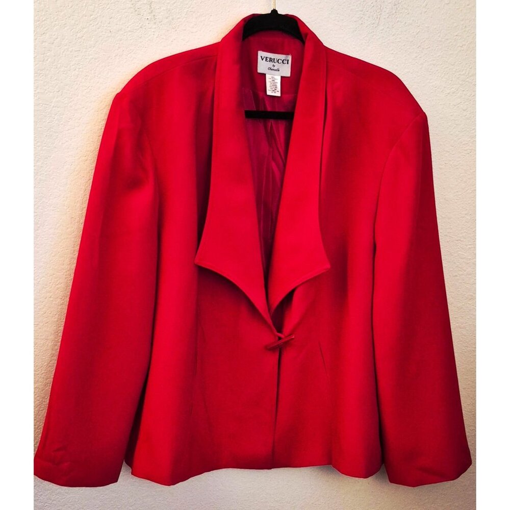 Verucci Red Exaggerated Lapel Blazer Jacket/lNovelty Button Close 24W EUC